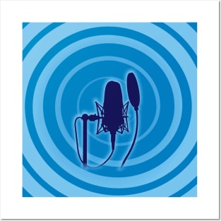 Studio Microphone on Blue Posters and Art